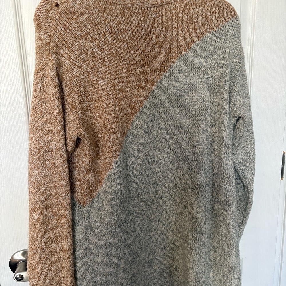 CAbi Gray and Tan Color Block Cardigan - Picture 2 of 4